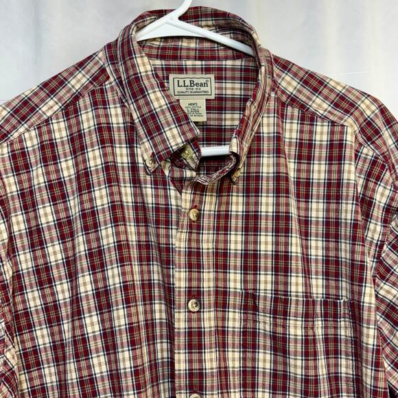LL Bean Button Down Oxford Shirt Men's Large Tall Plaid Cotton Multicolor OCBD - Picture 4 of 4